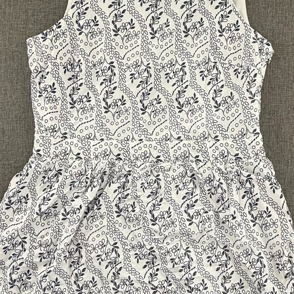 LOFT Dress Floral Lined Sleeveless Square Neck Viscose Zipper Cutout Back Blue & - Picture 4 of 15